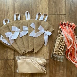 Farmhouse burlap aisle holders and wedding wands